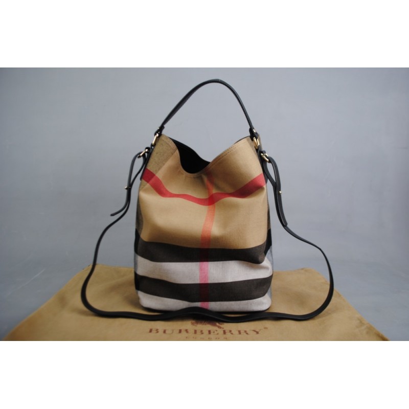 Burberry CANVAS CHECK HOBO BAG MEDIUM
