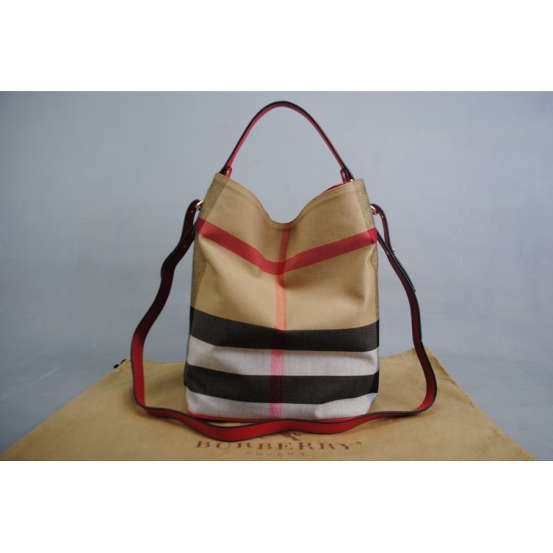 Burberry CANVAS CHECK HOBO BAG MEDIUM