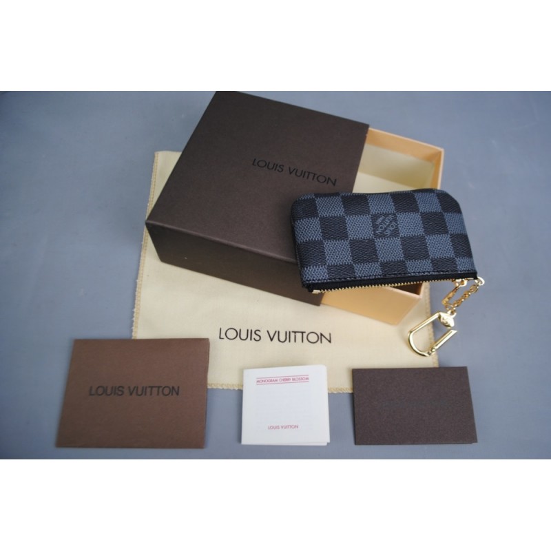 LOUİS VUİTTON DAMİER GRAPHİTE KEY POUCH HAKİKİ DERİ