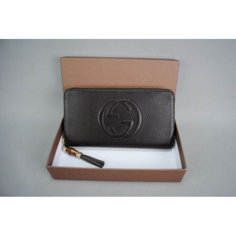 GUCCI SOHO LEATHER ZIP AROUND %100 HAKIKI DERI