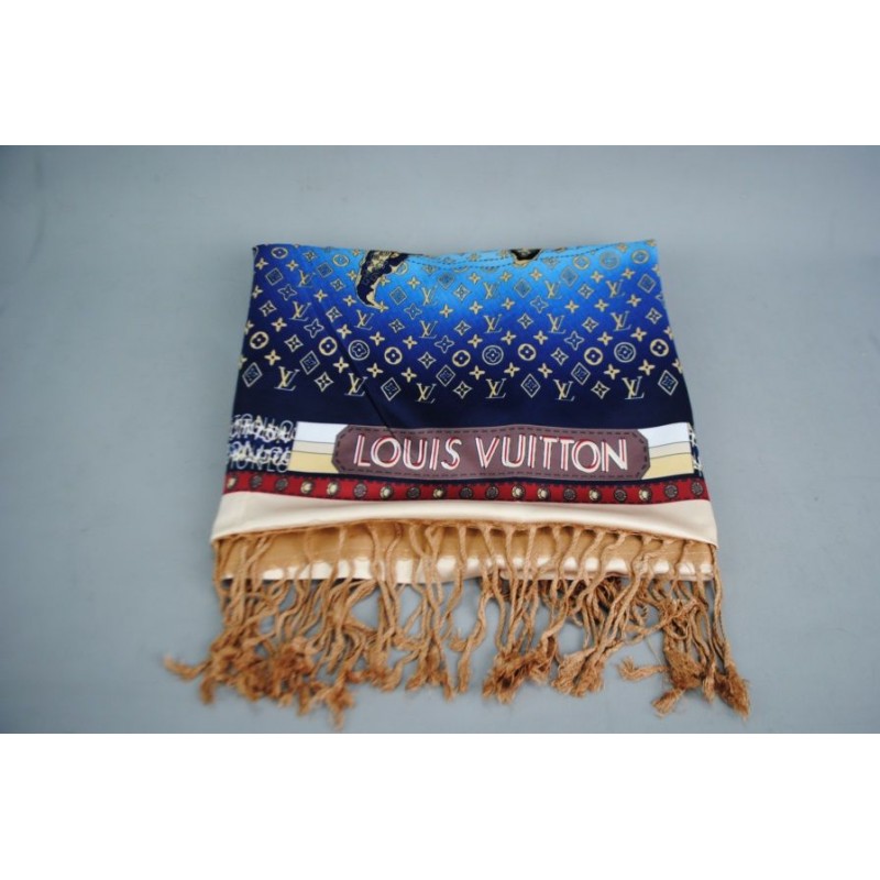 LOUIS VUITTON SCARF SHAWL PREOWNED MAP DESIGN SAL