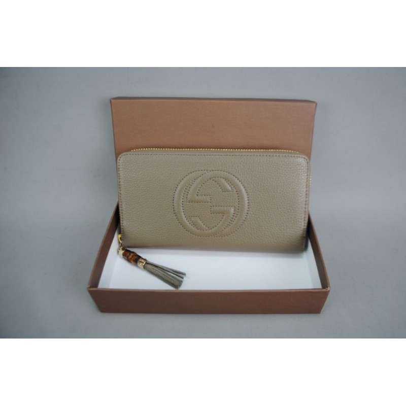 GUCCI SOHO LEATHER ZIP AROUND %100 HAKIKI DERI