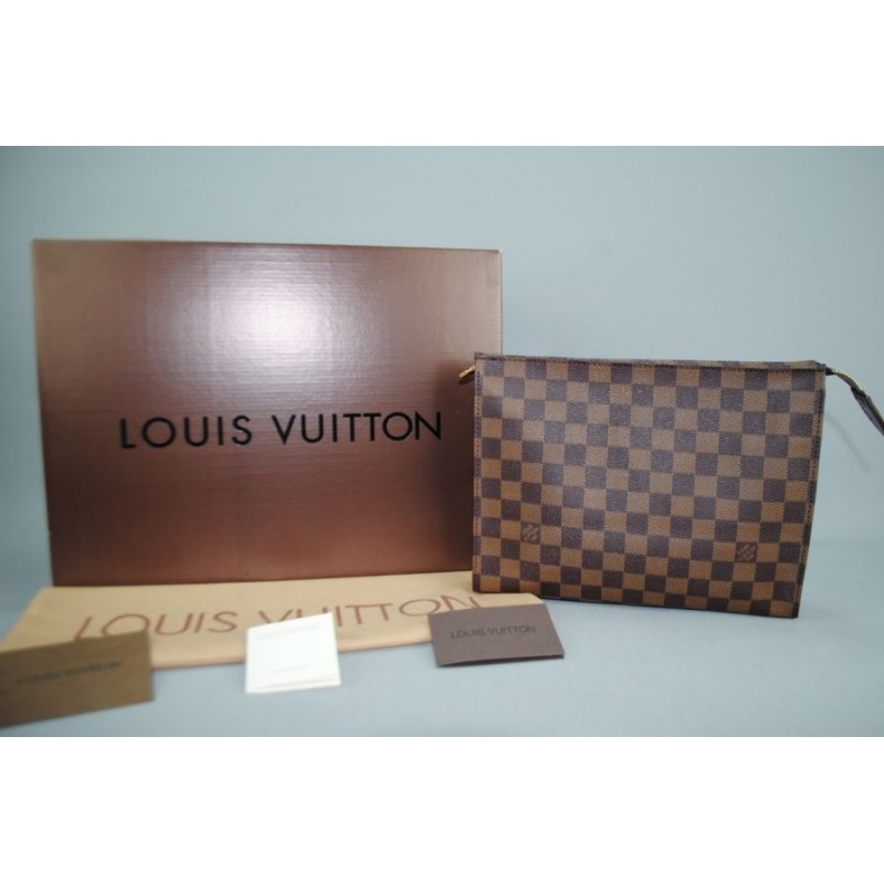 LOUIS VUITTON DAMIER CANVAS TOILETRY POUCH %100 hakiki vejital deri